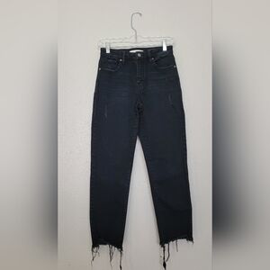 Eunina Tobi High Rise Relaxed Crop Black Denim Jeans